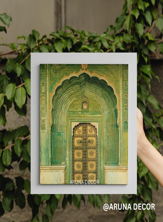 ARUNA DECOR Vintage Fort Canvas Wall Art | Perfect For Home Living Room Decor, Housewarming & Gift | Vibrant Spiritual Decor for Home or Office [12 x 12 inch] (Vintage Gate) - Image 4
