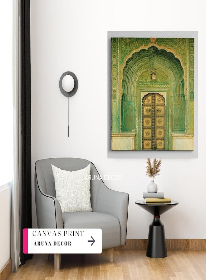 ARUNA DECOR Vintage Fort Canvas Wall Art | Perfect For Home Living Room Decor, Housewarming & Gift | Vibrant Spiritual Decor for Home or Office [12 x 12 inch] (Vintage Gate) - Image 3