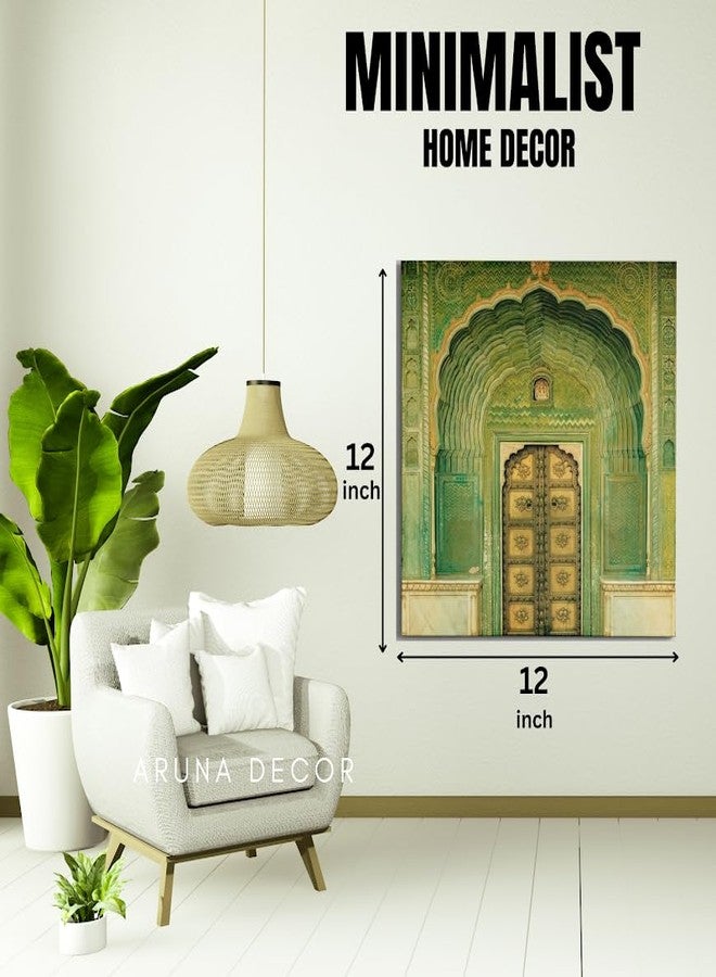 ARUNA DECOR Vintage Fort Canvas Wall Art | Perfect For Home Living Room Decor, Housewarming & Gift | Vibrant Spiritual Decor for Home or Office [12 x 12 inch] (Vintage Gate) - Image 2
