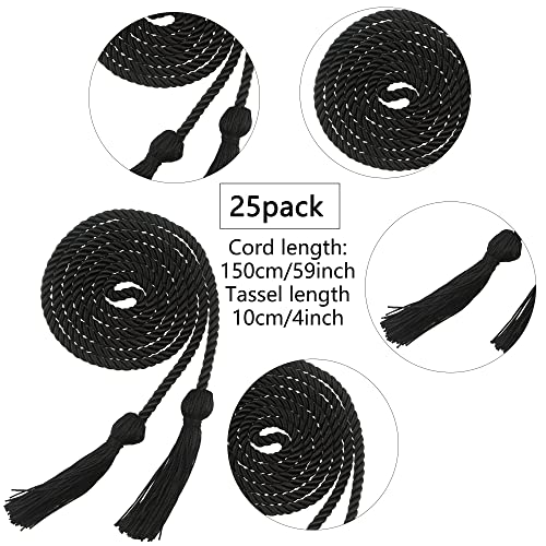 Haconba 25 Pieces Graduation Honor Cord Rayon Braided Honor Cords with Tassel for Graduation Students Bachelor Master Doctoral Gown Grad Decor (Dark Blue) - Image 2