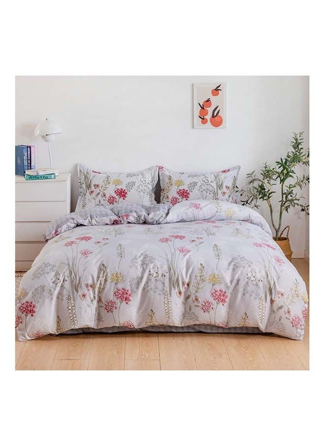 RISHAHOME 4-Piece Single Size Duvet Cover Set Microfibre Pumice 1 Duvet Cover 160x210 cm; 1 Fitted Sheet 120x200x25 cm; 2 Pillow Cover 48x74cm Multicolor  - Image 1