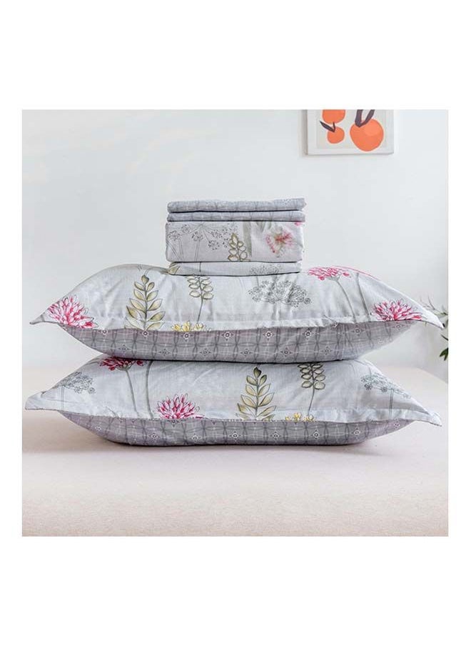 RISHAHOME 4-Piece Single Size Duvet Cover Set Microfibre Pumice 1 Duvet Cover 160x210 cm; 1 Fitted Sheet 120x200x25 cm; 2 Pillow Cover 48x74cm Multicolor  - Image 2