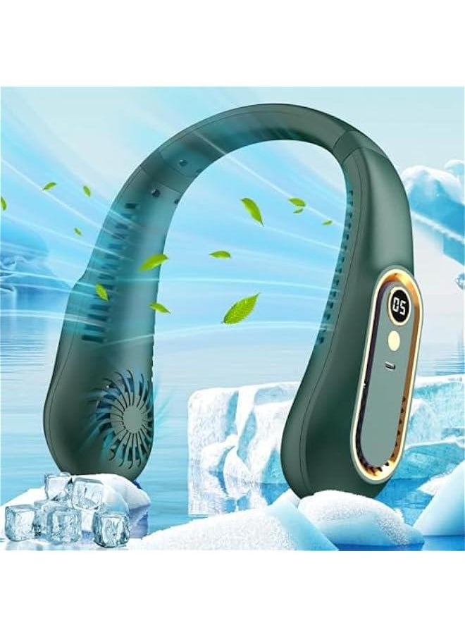 HOOKOR No Noise Portable Neck Fan, Cooling Fan with 5 Speeds Adjustable Neckbreeze, Neckbreeze Wearable Bladeless Rechargeable Personal Neck Fan 720°cooling Airflow, For Home Office Travel  - Image 2