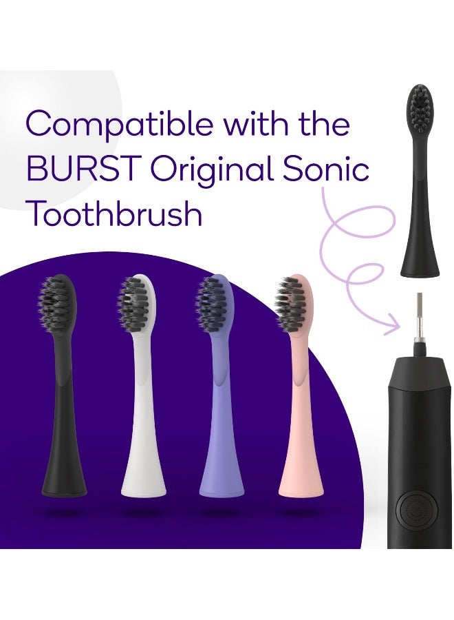 BURST Replacement Electric Toothbrush Heads, Charcoal Bristles, BURST Sonic Toothbrush Compatible, Deep Clean, Healthier Smile, 3pk, Black - Image 2