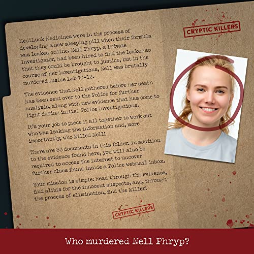 Cryptic Killers Unsolved Murder Mystery Game Cold Case Files Investigation Detective Evidence Crime File Individuals Date Nights Party Games Murder at Mediluck Medicines - Image 5
