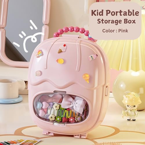 HoopVool Pink Heart-Shaped Storage Box for Hair Accessories, Cosmetics - Portable Large Capacity Storage Box for Girls (PINK-2) - Image 2