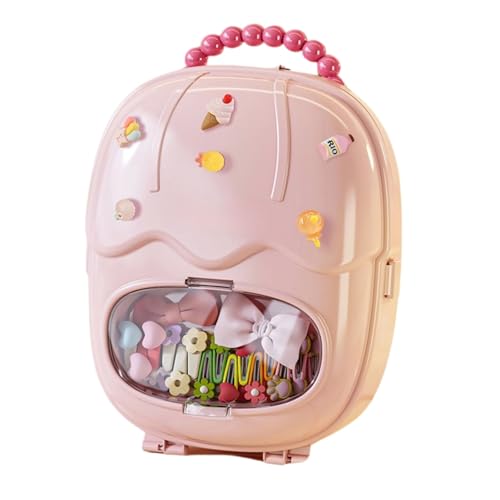HoopVool Pink Heart-Shaped Storage Box for Hair Accessories, Cosmetics - Portable Large Capacity Storage Box for Girls (PINK-2) - Image 1
