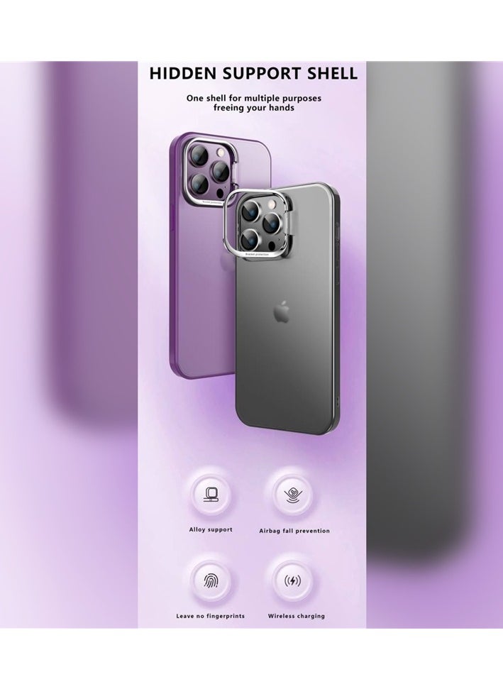 X-level - X-LEVEL For iPhone 15 Pro Max Impression Series [Built-in Camera Ring Stand], Slim Lightweight Anti-Fingerprint Matte Finish Coating - Dark Purple Color - Image 1