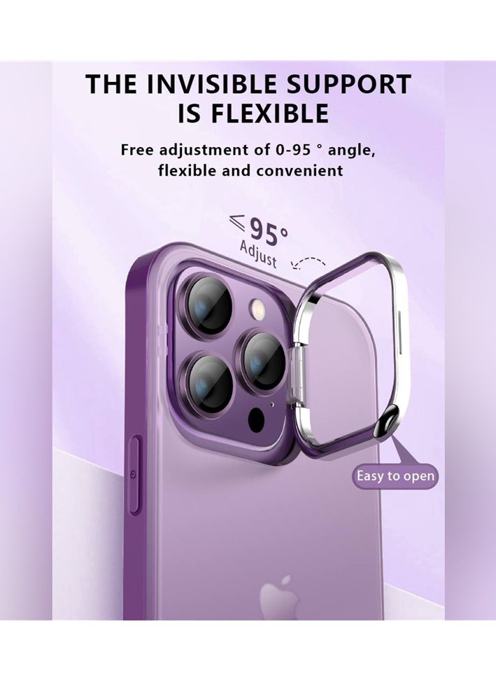 X-level - X-LEVEL For iPhone 15 Pro Max Impression Series [Built-in Camera Ring Stand], Slim Lightweight Anti-Fingerprint Matte Finish Coating - Dark Purple Color - Image 1
