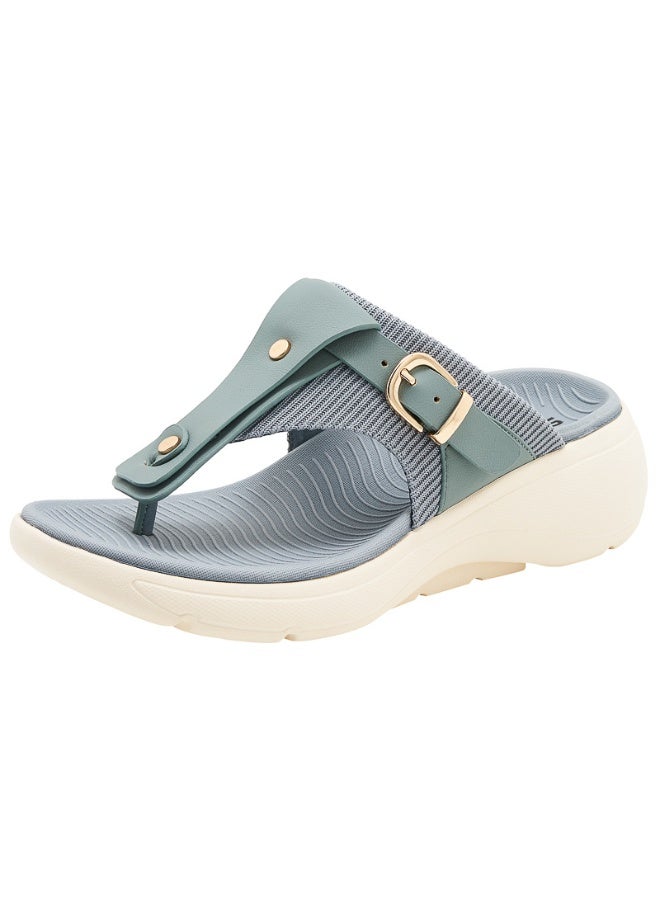 NIBEMINENT Fashion  Ladies Shoes Vintage Casual  Style Women's Metal Buckle Beach Flip Flops Slippers  - Image 1