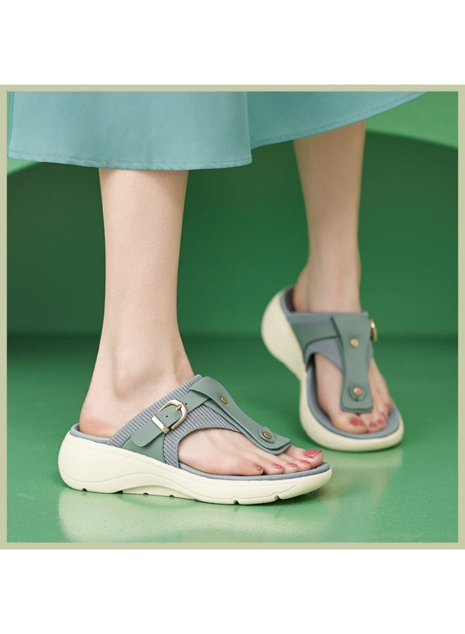 NIBEMINENT Fashion  Ladies Shoes Vintage Casual  Style Women's Metal Buckle Beach Flip Flops Slippers  - Image 3