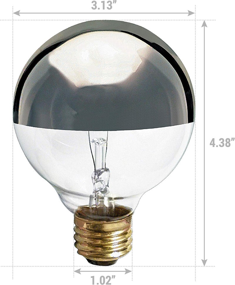 KOR عبوة 4 لمبات ضوء متوهج G25 فضية نصف كروم مع تشطيب عاكس خالي من الوهج كروية زخرفية 120 فولت شكل لمبة قاعدة متوسطة E26 قابلة للتعتيم 40 واط - Image 5