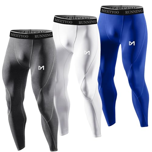 MEETYOO mens for Men, Cool Dry Sports Workout Running Tights Leggings Compression Pants, 3pcs-d, Medium - Image 1