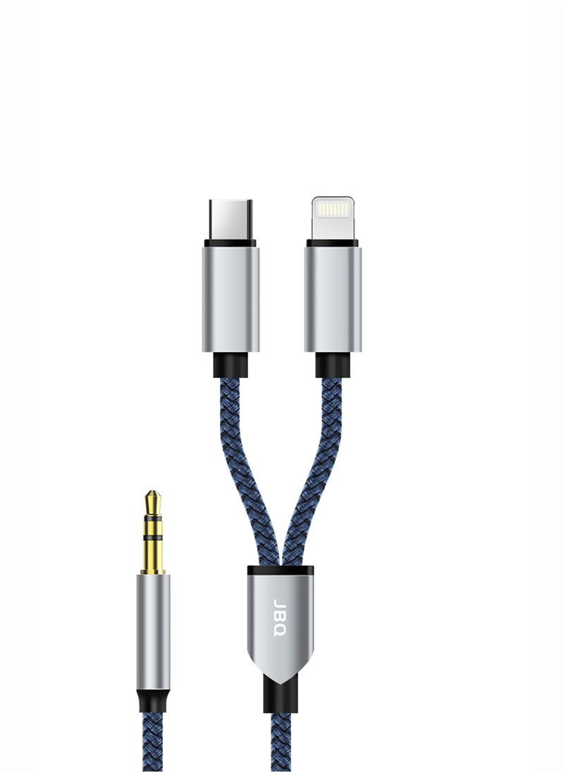 JBQ - 2 in 1 Digital Audio Auxiliary Cable For Type C, Compatible With iPhone 1.2M - Image 1