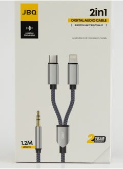 JBQ 2 in 1 Digital Audio Auxiliary Cable For Type C, Compatible With iPhone 1.2M  - Image 2