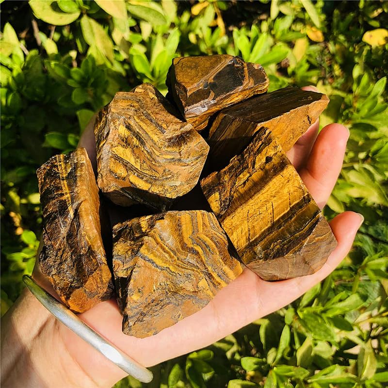 Zenkeeper 1Lb Natural Raw Tiger Eyes Crystal Stone, Rough Tiger Eye Gemstone, Gold Tiger Eyes Rocks for Crystal Healing Meditation Reiki Stone - Image 1