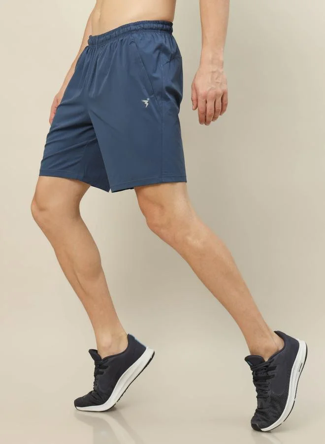 Technosport Technosport Men Plain Blue Shorts with Zip Pocket