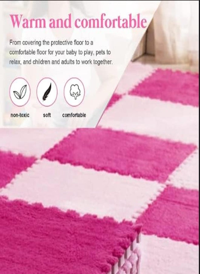 Nasmodo 10mm Kids mats for Floor Soft Plush Foam Babies Puzzle Interlocking Play mats for Crawling Playing Tile mat Carpet Rug for Infants and Toddlers (Light Pink, 20pcs) - Image 4