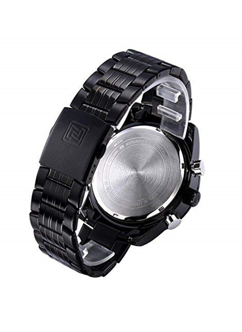 NAVIFORCE Naviforce 9024 men's analog digital mobile watch black stainless steel strap -silver  - Image 2