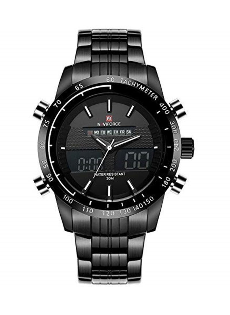NAVIFORCE Naviforce 9024 men's analog digital mobile watch black stainless steel strap -silver  - Image 5