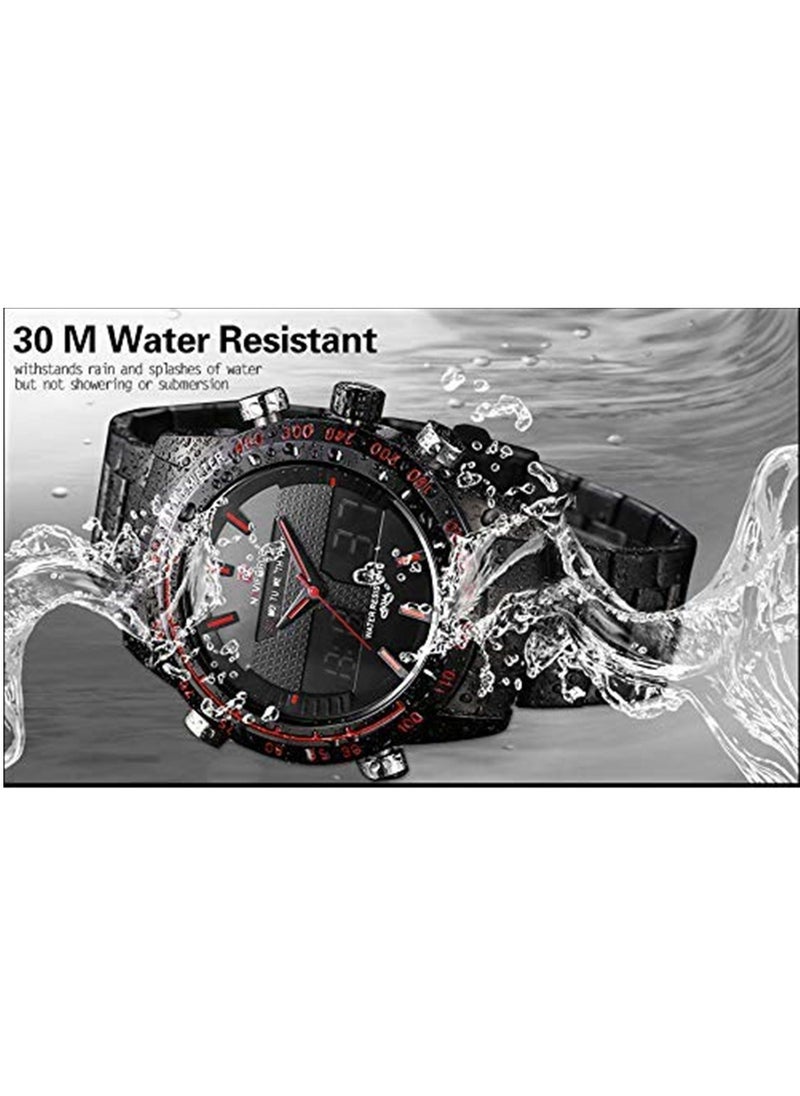 NAVIFORCE Naviforce 9024 men's analog digital mobile watch black stainless steel strap -silver  - Image 4