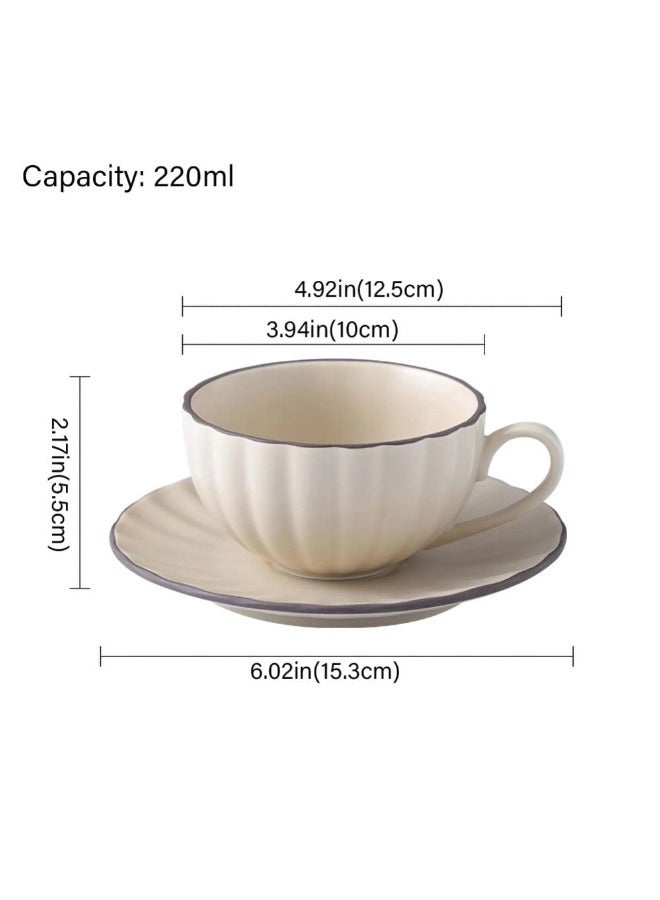 ShebSheb Ceramic Tea Cup,Flower Shaped Coffee Mug with Saucer  ,Creative  Coffee Cup with Handle  - Image 2
