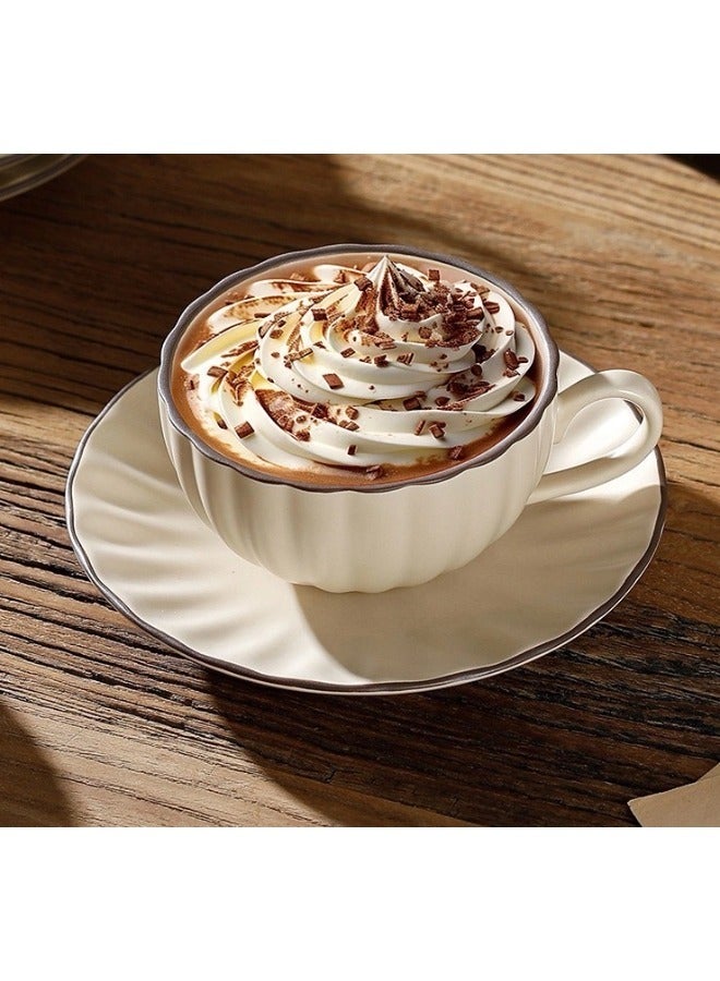 ShebSheb Ceramic Tea Cup,Flower Shaped Coffee Mug with Saucer  ,Creative  Coffee Cup with Handle  - Image 4