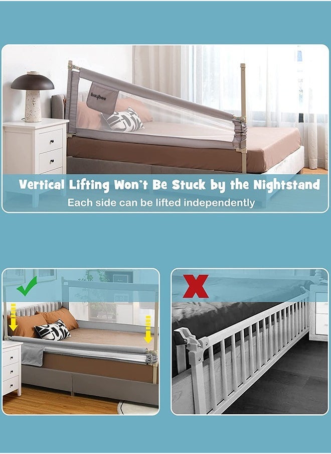 BAYBEE BAYBEE 180x63cm Baby Bed Rail Guard for Baby Toddlers Safety, Portable Kids Bedrail Safeguard Bed Fence Barrier with Adjustable Height Foldable Single Side Bed Protector for Newborn Baby Falling Green  - Image 5