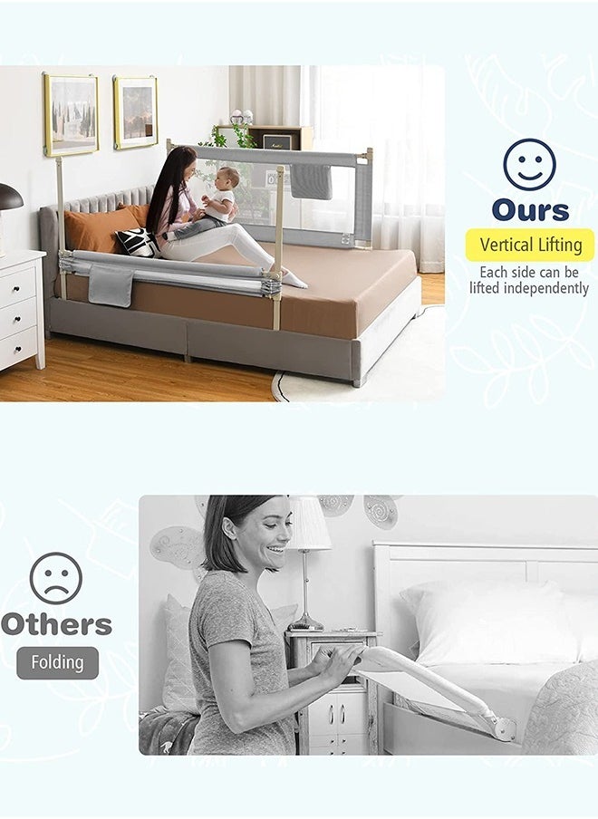 BAYBEE BAYBEE 180x63cm Baby Bed Rail Guard for Baby Toddlers Safety, Portable Kids Bedrail Safeguard Bed Fence Barrier with Adjustable Height Foldable Single Side Bed Protector for Newborn Baby Falling Green  - Image 4