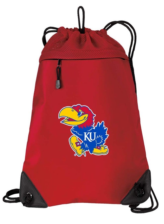 Broad Bay University of Kansas Drawstring Backpack Bag KU Jayhawks Cinch Pack - UNIQUE MESH & MICROFIBER - Image 1