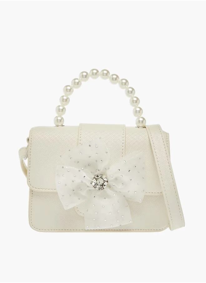 سيليست Girls Floral Accent Crossbody Bag with Adjustable Strap and Button Closure