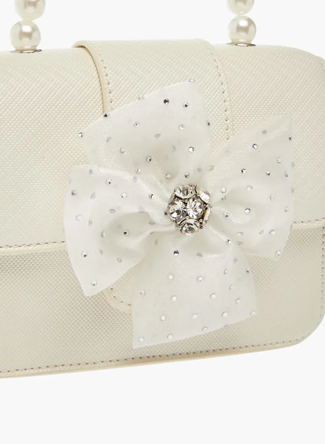 Celeste Girls Floral Accent Crossbody Bag with Adjustable Strap and Button Closure