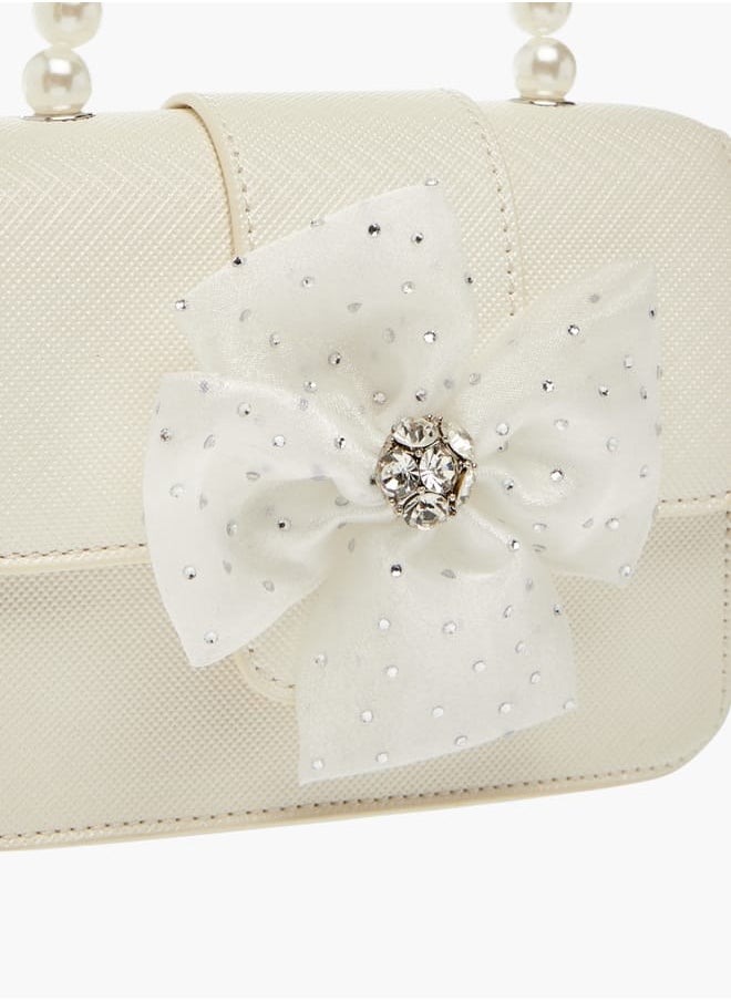 Celeste Girls Floral Accent Crossbody Bag with Adjustable Strap and Button Closure  - Image 4