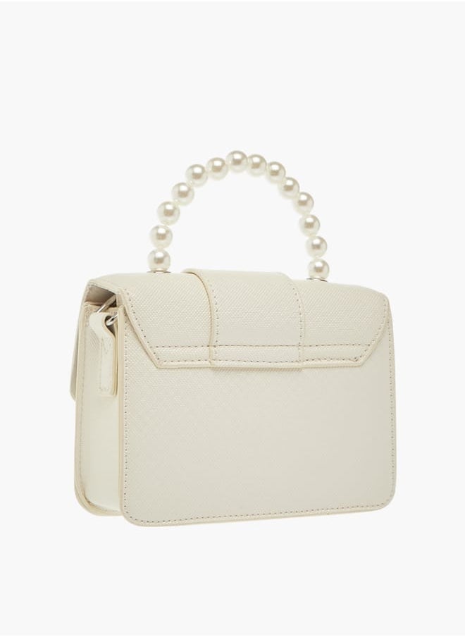 Celeste Girls Floral Accent Crossbody Bag with Adjustable Strap and Button Closure  - Image 3