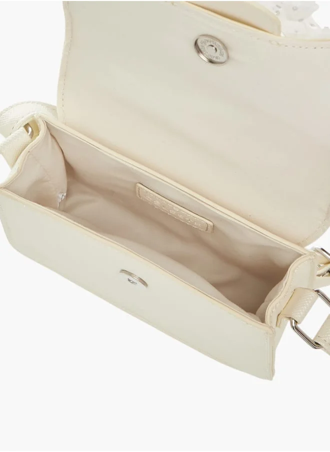 سيليست Girls Floral Accent Crossbody Bag with Adjustable Strap and Button Closure