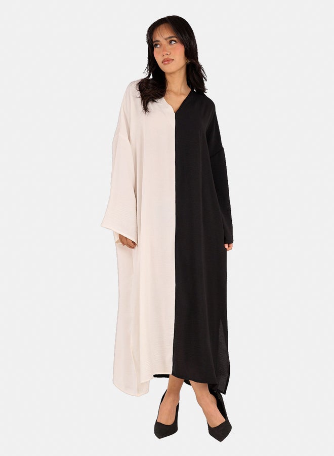 Clue Dual Tone V-Neck Dress - Image 1