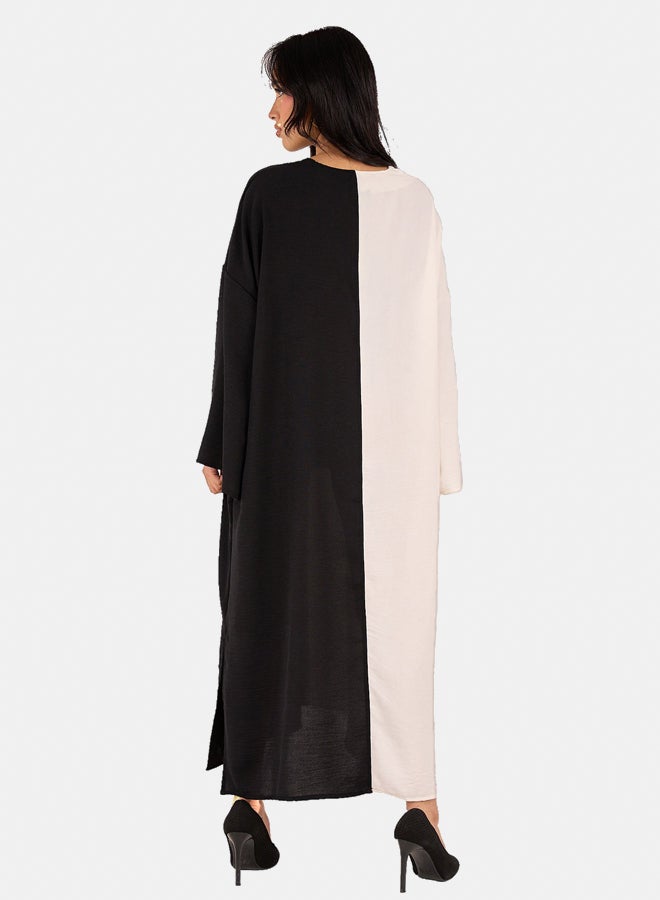 Clue Dual Tone V-Neck Dress - Image 2