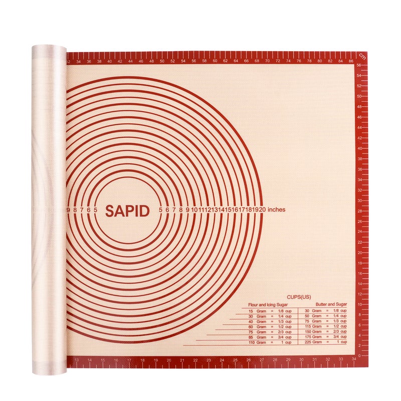 Sapid Extra Thick Silicone Pastry Mat Nonslip with Measurements for Nonstick Silicone Baking Mat Extra Large Dough Rolling Pie Crust Kneading Mats Countertop Placement Mats 24 x 36 Red
