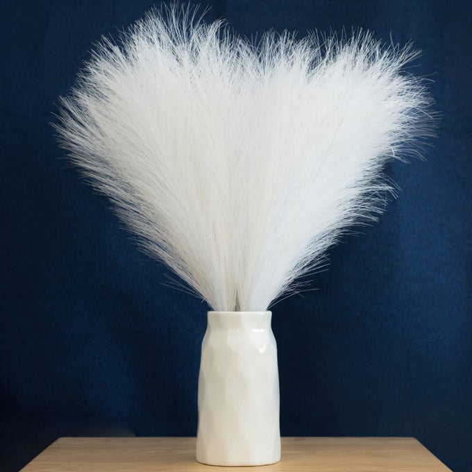 Faux Pampas Grass 1845cm Artificial Pampas Grass Fluffy 6 Stem pompous Grass Flower Arrangement for Boho Home Wedding Decoration White