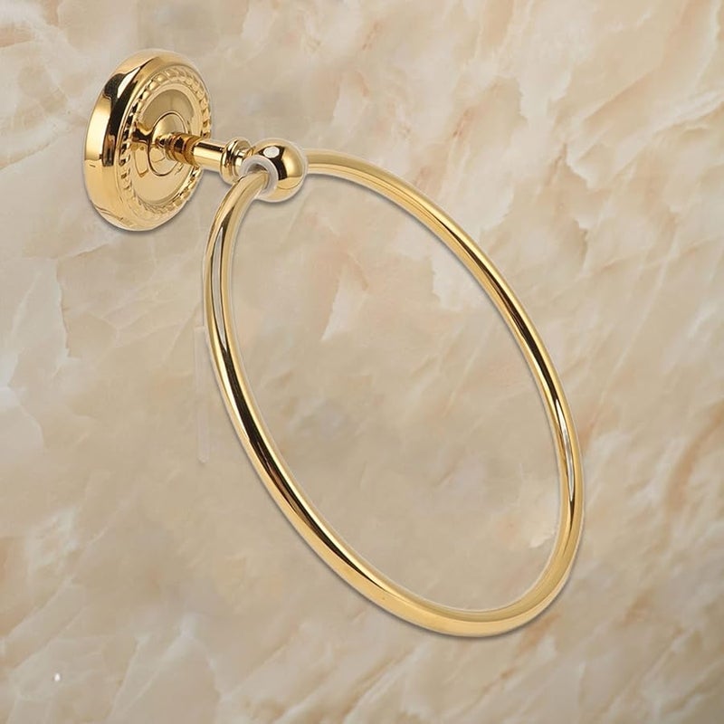 Golden Wall Mounted Towel Ring Copper Stainless Steel Glossy Finish Bathroom Accessory - Image 3