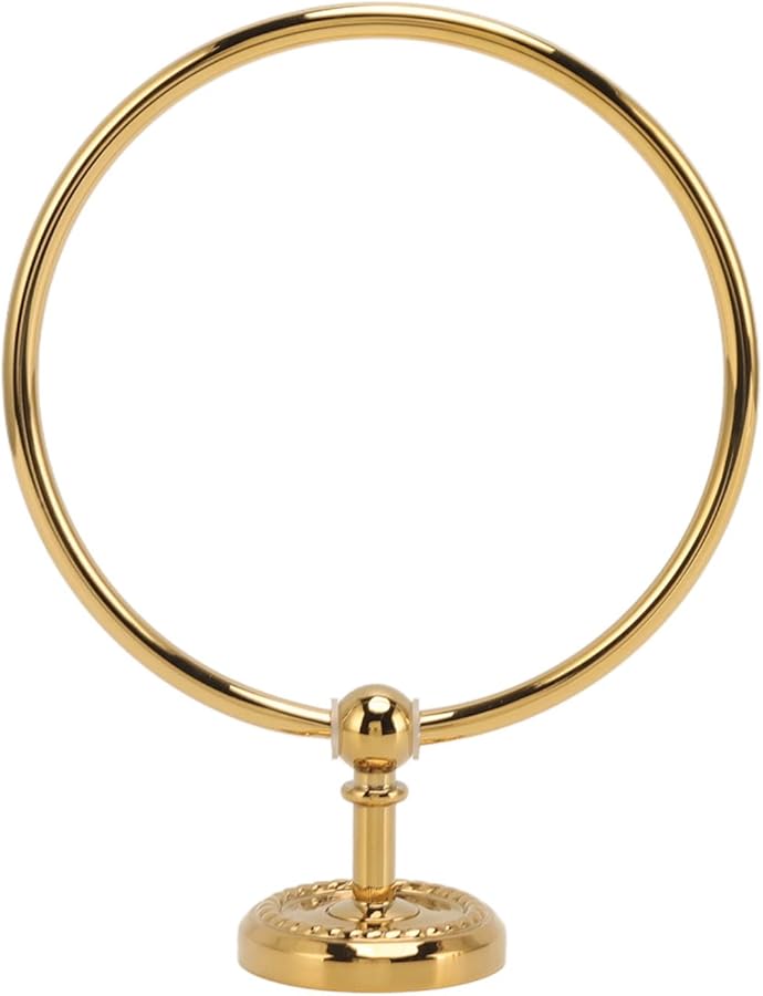 Golden Wall Mounted Towel Ring Copper Stainless Steel Glossy Finish Bathroom Accessory - Image 4