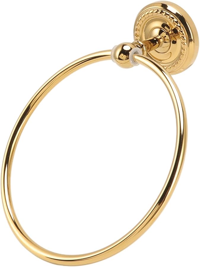 Golden Wall Mounted Towel Ring Copper Stainless Steel Glossy Finish Bathroom Accessory - Image 5