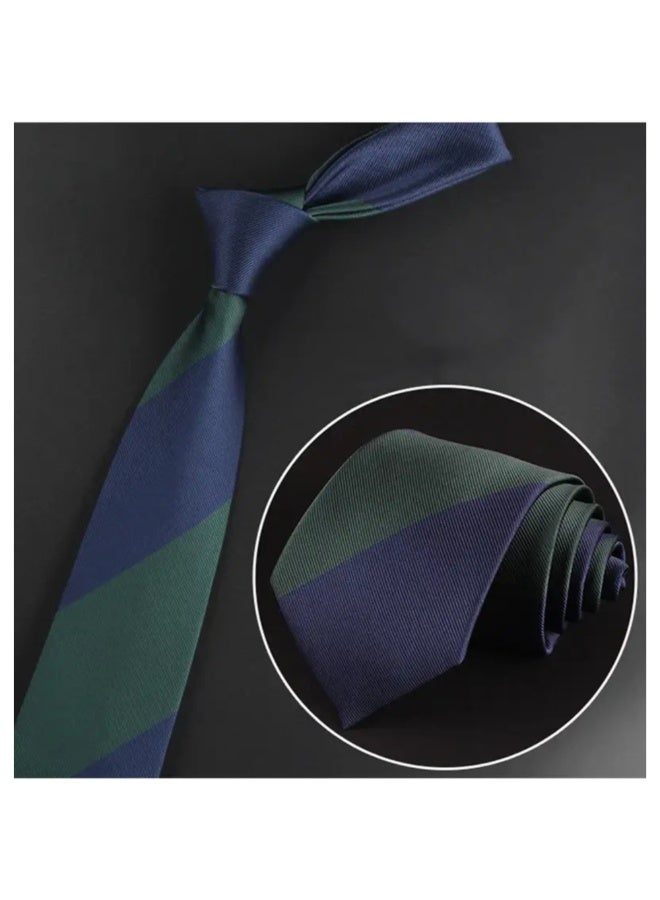Zoferno Classico Men’s Striped (Rep) Tie – 8 cm Wide Formal Necktie – Microfiber Silk-Feel Business Tie with Luxury Gift Box (Blue/Green) - Image 3