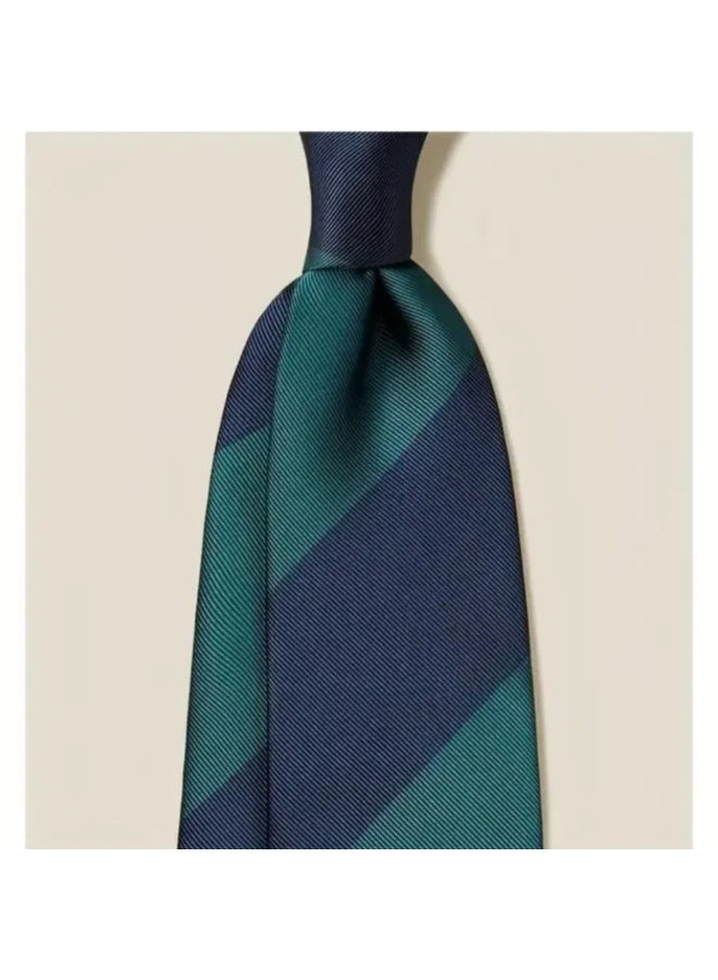 Zoferno Classico Men’s Striped (Rep) Tie – 8 cm Wide Formal Necktie – Microfiber Silk-Feel Business Tie with Luxury Gift Box (Blue/Green) - Image 2