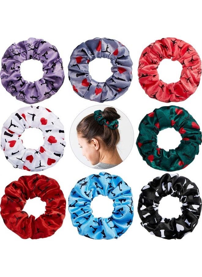 WILLBOND 8 Pieces Gymnastics Hair Scrunchies Velvet Gymnastics Hair Elastics Gymnastics Hair Ties Gymnastics Hair Accessories for Gymnast Women Girls (Multiple Color)  - Image 1