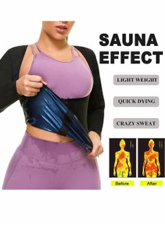 KASTWAVE Sauna Suit for Women Sweat Body Shaper Jacket Hot Waist Trainer Long Sleeve Zipper Shirt Workout Top - XL  - Image 2