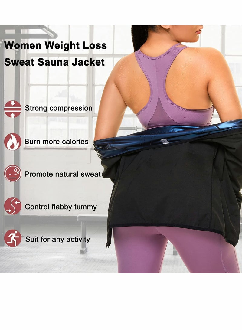 KASTWAVE Sauna Suit for Women Sweat Body Shaper Jacket Hot Waist Trainer Long Sleeve Zipper Shirt Workout Top - XL - Image 4