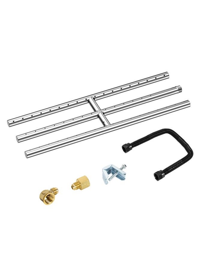 Skyflame 18" x 6" Rectangular Gas Fire Pit and Fireplace H-Burner with 3 Pipes - 304 Stainless Steel - for Indoor & Outdoor Use - Image 1