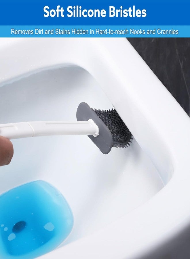 Orbica Silicone Toilet Brush and Holder Set, with a Extra Crevice Cleaning Brush Deep Cleaning Toilet Bowl Brush for Bathroom Toilet Brushes for Bathroom Wall Mounted Water Drop (4IN1 White) - Image 5
