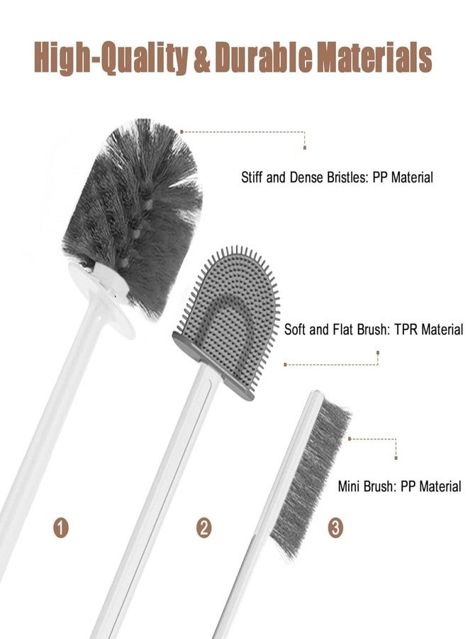 Orbica Silicone Toilet Brush and Holder Set, with a Extra Crevice Cleaning Brush Deep Cleaning Toilet Bowl Brush for Bathroom Toilet Brushes for Bathroom Wall Mounted Water Drop (4IN1 White) - Image 4